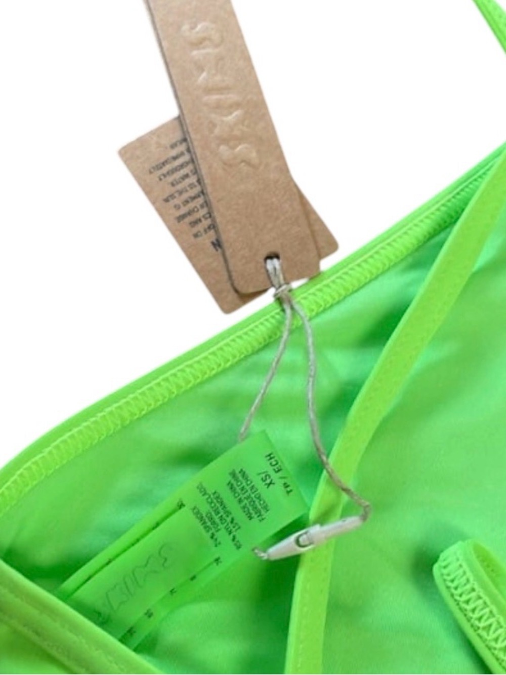 SKIMS Neon Green Recycled Swim High
Neck Bikini Top Size M NWT - Picture 4 of 4